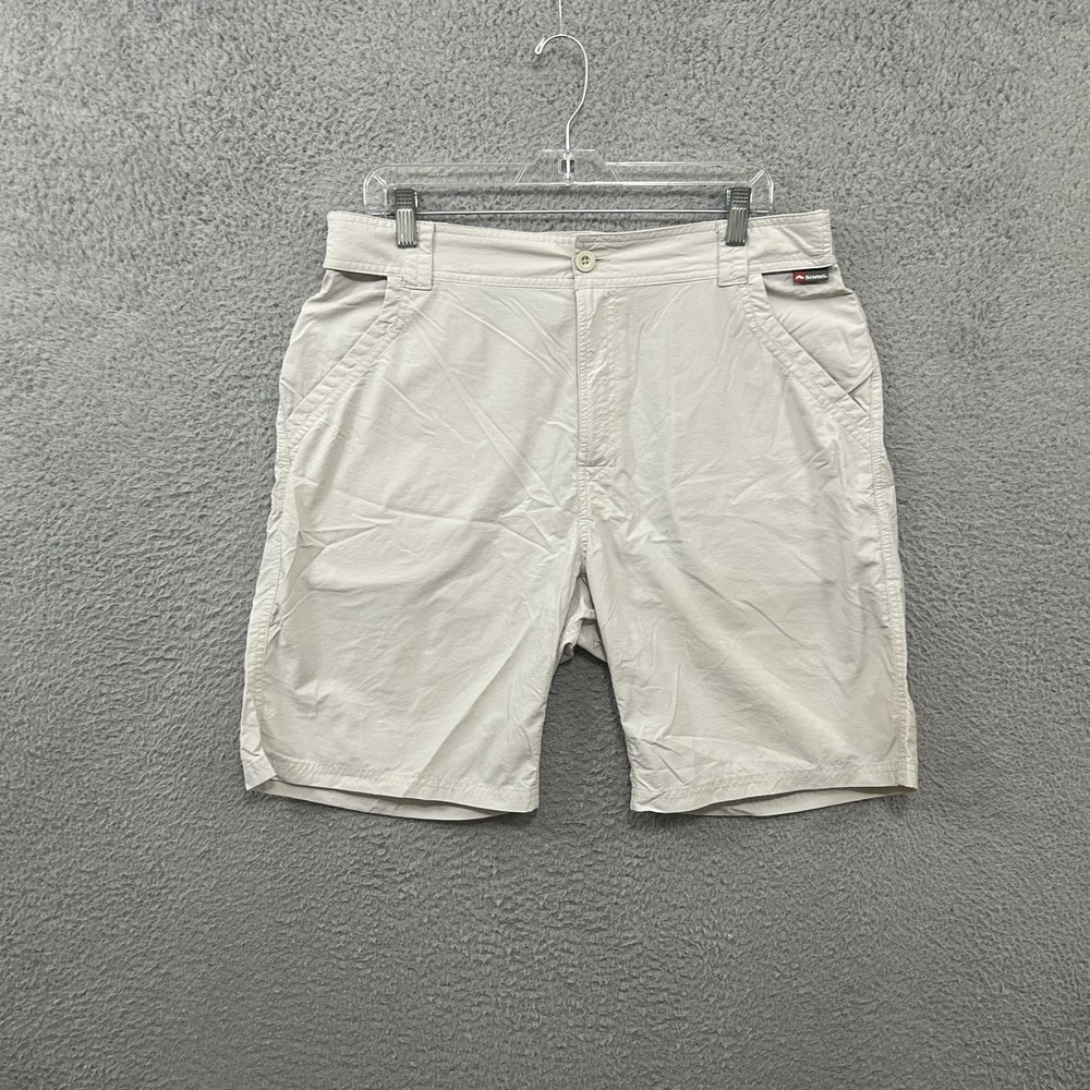 Simms Shorts Mens Large Beige Fishing Nylon Outdoors Hiking Performance Adult